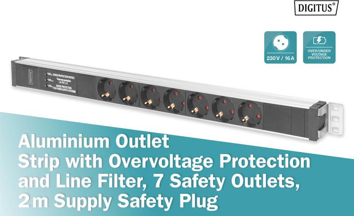 Produktbild Digitus 1U PDU 2m supply CEE 7//7