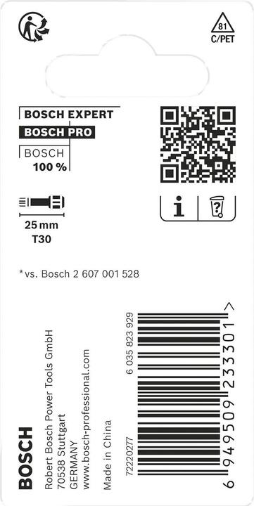 Actual product image Bosch Professional Zubehör PRO Torx Impact Bit, T30, 25 mm, 2 pcs. (T30)