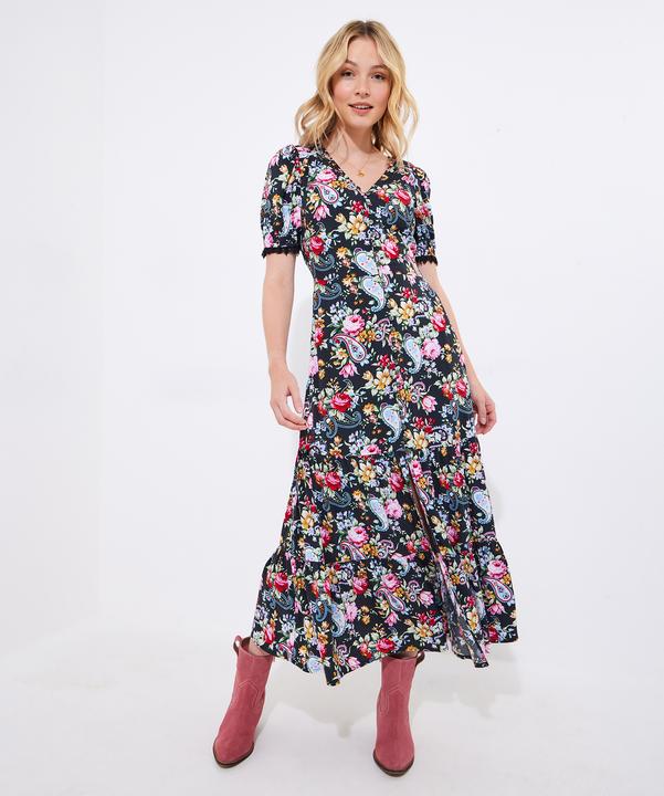 Actual product image Joe Browns PETITE Lace Trim Floral Maxi Dress (36)