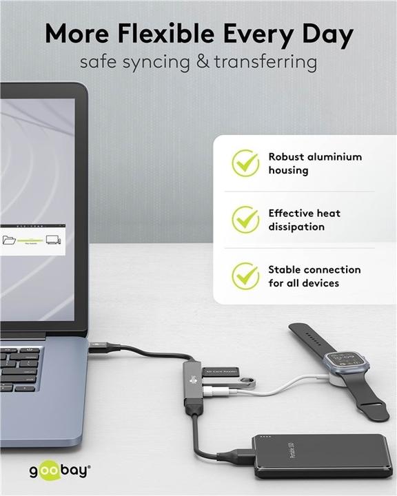 Actual product image Goobay Slim 4-port USB hub, USB-A to USB-A, USB 3.2 (USB-A, 4 Ports)