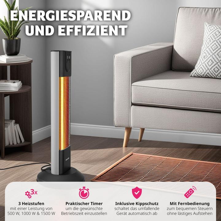 Immagine prodotto tectake Radiatore ad infrarossi Solaris Terra 1500W con timer (1500 W)