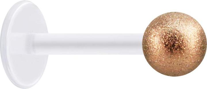 Actual product image Star Piercing Micro Labret transparent with ball rose gold speckled (Surgical steel 316L, without brass, Bioflex)