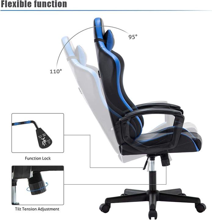 Image du produit IWMH Chaise de bureau avec coussin de tête et coussin lombaire