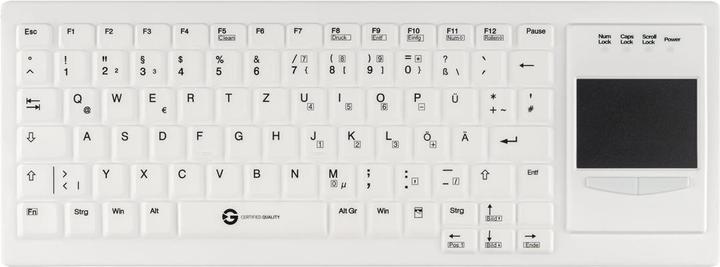 Produktbild Gett Cleantype Xtra Touch Protect Silikontastatur mit Touchpad IP68 desinfizierbar USB Farbe weiss L (DE, Kabelgebunden)