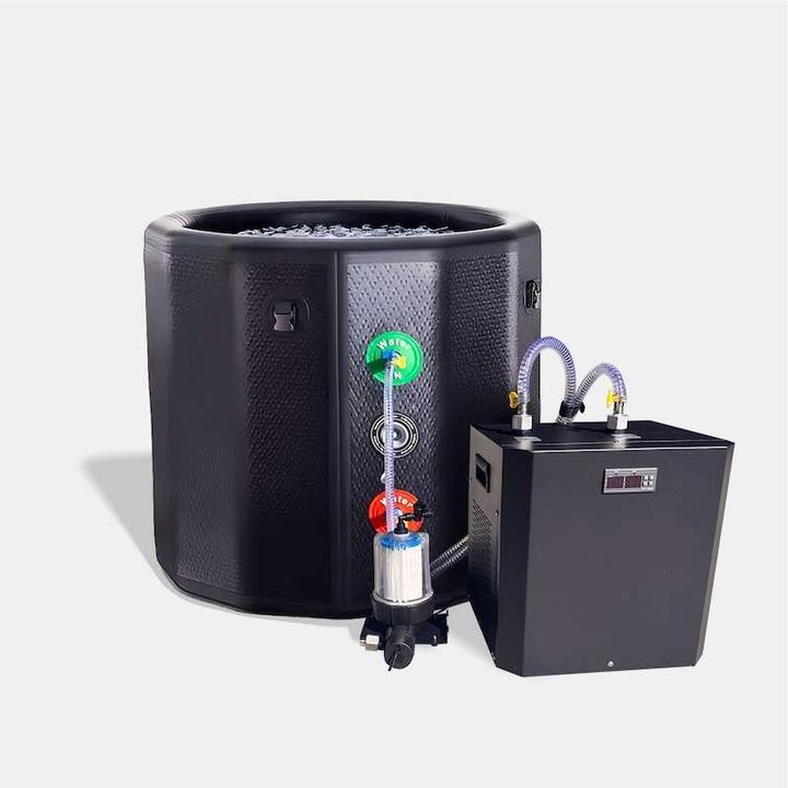 Kiwikā Eisbad Set: Eisbad PolarFlow – rund & Icepulse Master ⅓ PS (360 l, 100 cm, 100 cm)
