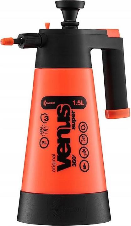 Actual product image Kwazar 34701 Venus Super 360 Degree Pressure Sprayer for Garden, Orange, 1.5 L (1.50 l)