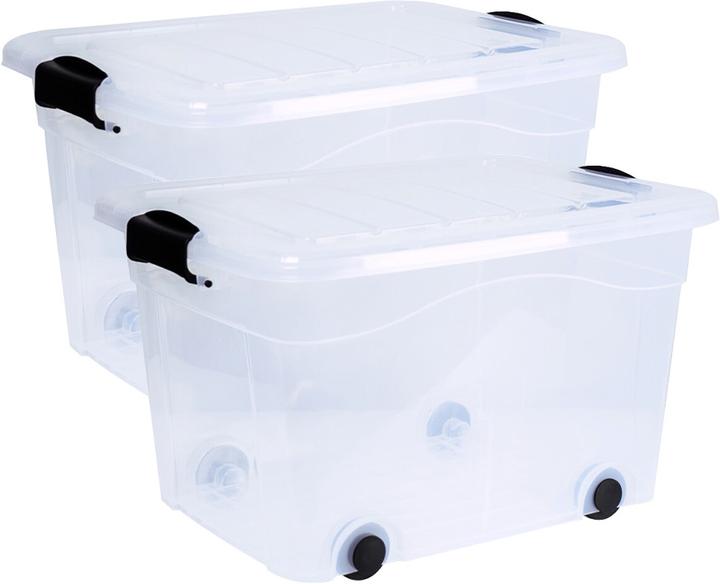 Image du produit Siena Home Lot de 2 boîtes de rangement 60 l avec roulettes (61 x 45 x 36 cm, 60 l)