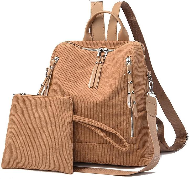 Only-Bags.Store Schicker Cord-Rucksack - geräumig & vielseitig mit verstellbaren Riemen, Reissverschluss für den