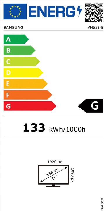 Label énergétique Samsung Affichage intelligent VM55B-E 55" LED (1920 x 1080 pixels, 55")