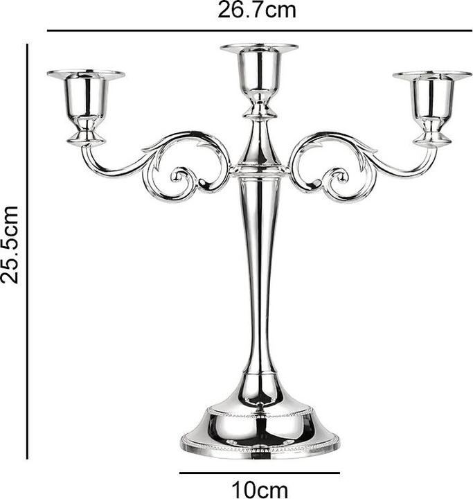 Produktbild Cbx Kerzenständer 3 Köpfe, Kerzenleuchter 3-armig, Kerzenhalter Silber