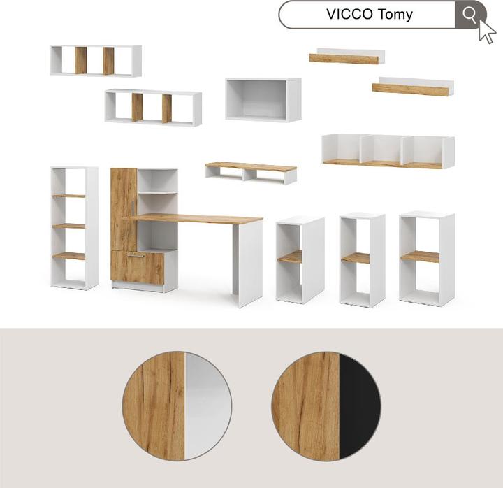 Image du produit Vichy PC-Schrank Tomy, Weiss/Goldkraft Eiche, 28.5 x 50 cm mit 2 offenen Fächern