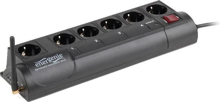 Actual product image Energenie EG-SMS - 4 AC outputs - type F - 220-230 V - 50 - 60 Hz - 10 A - black (6 x, CEE 7/3, 1.80 m)