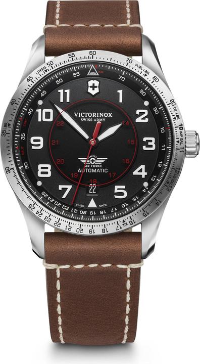 Image du produit Victorinox Airboss Mecha 42, cadran BLK, bracelet en cuir BRN (Montre pilote, 42 mm)