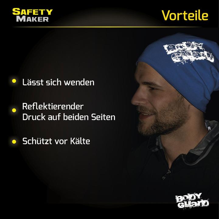 Produktbild SafetyMaker Wende Beanie reflektierend blau/silber