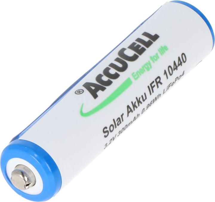 Actual product image AccuCell Battery Solar IFR 10440 AAA Solar with head unprotected (1 pcs., 200 mAh, Rechargeable battery)