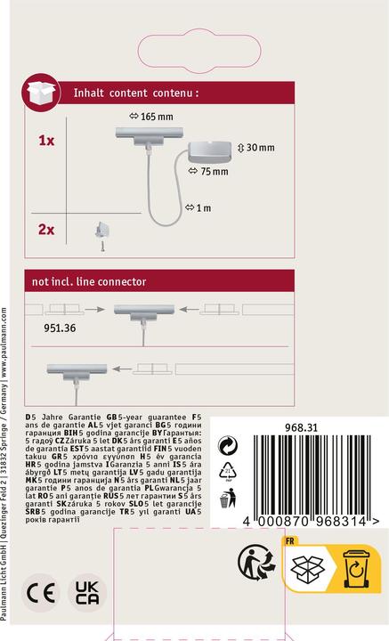 Image du produit Paulmann Alimentation par câble URail
