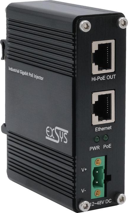 Produktbild Exsys Industrial PoE+ Gigabit Injektor 60W (802.3at (PoE+), 802.3bt (PoE++), 802.3af (PoE), 60 W)