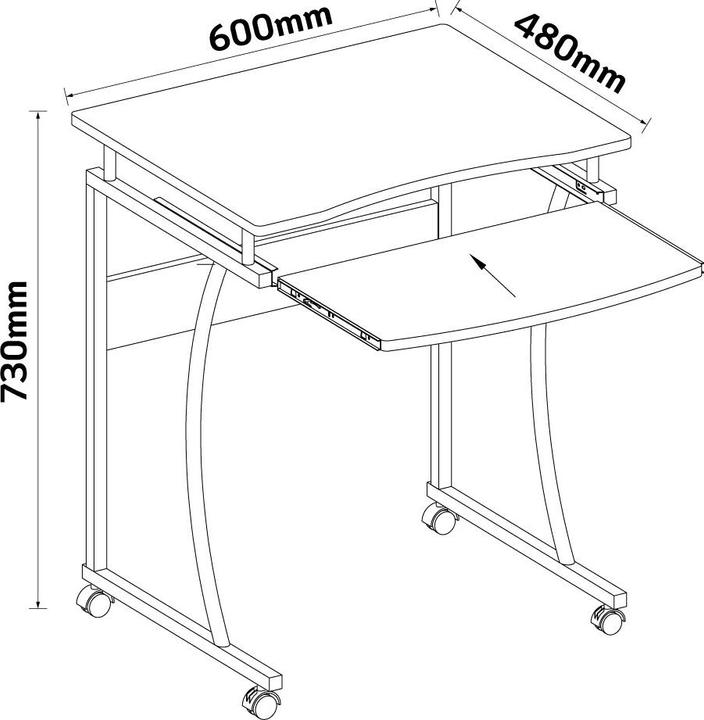 Productafbeelding Techly Compact bureau met uitschuifbaar toetsenbord