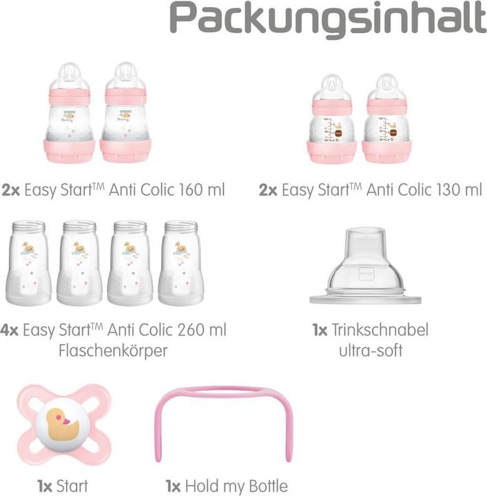 Image du produit MAM Easy Start Kit anti-coliques, 0+ M, rose (260 ml)