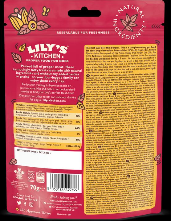 Immagine prodotto Lily's Kitchen Mini hamburger di manzo (Adulto, 1 pz., 70 g)