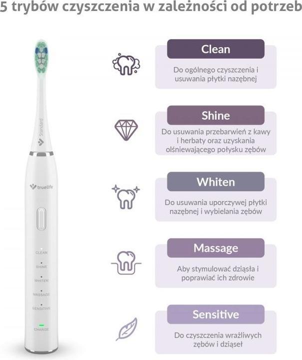 Image du produit Truelife SonicBrush Clean30 White Brosse à dents vibrante pour adultes (Brosse à dents sonique)