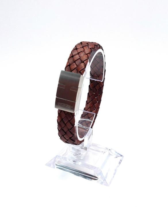 Produktbild Thomss Lederarmband No.14 Unisex Leder Braun & Edelstahlverschluss Umfang 20.5cm (20.50 cm, Edelstahl, 100% Leder)