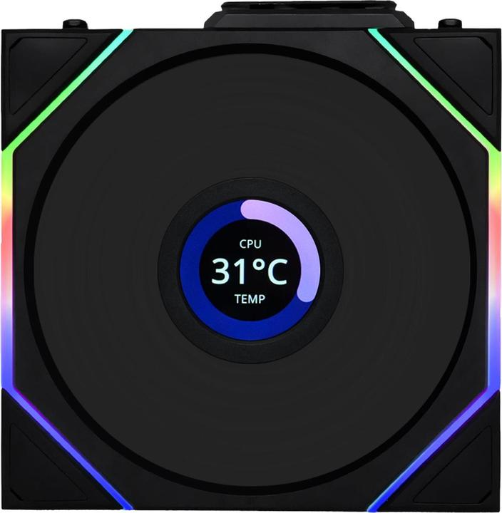 Actual product image Lian-Li UNI FAN TL Wireless LCD Lüfter, ARGB, PWM, 3er-Pack inkl. Controller - 120 mm, schwarz (120 mm, 3 x)