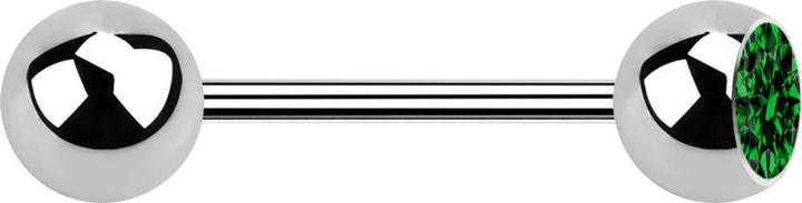 Produktbild Star Piercing Micro Barbell silber mit Kugel und Kugel Kristall grün (Chirurgenstahl 316L, ohne Messing)