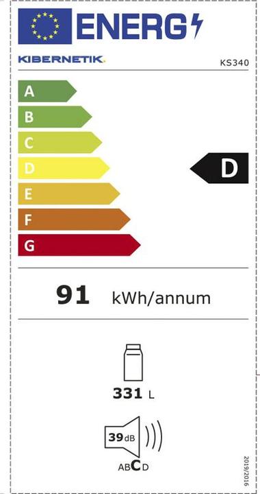 Energie-Label Kibernetik Kühlschrank D9470340 (331 l)