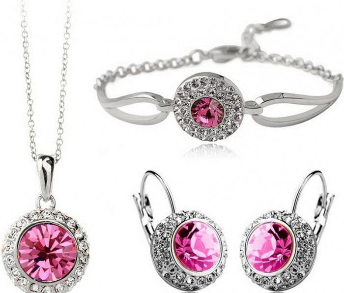Immagine prodotto Hermex SET Collana + Ciondolo + Orecchini + Bracciale - Rosso (Lega di zinco)