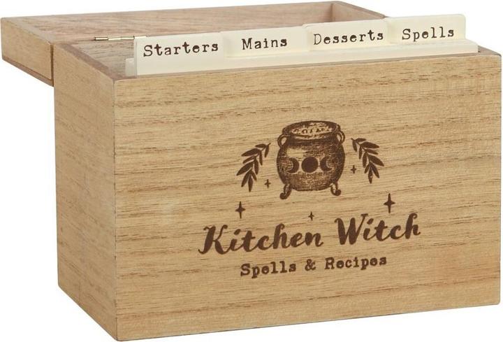 Image du produit Something Different Boîte de recettes Kitchen Witch en bois
