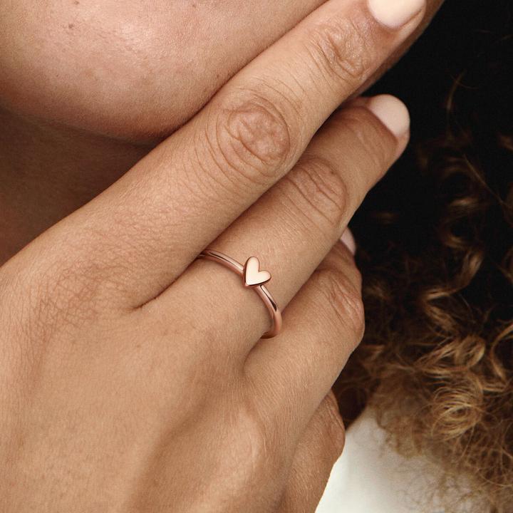 Actual product image Pandora 14k Rose Gold Freehand Heart Ring (54)