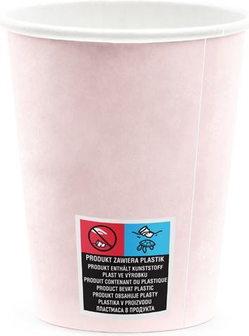 Immagine prodotto Partydeco Tazze Happy B'day!, rosa cipria chiaro, 220ml (1 pz / 6 pz) (6 x)