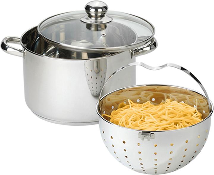 Actual product image Beyond Stainless steel 24cm with glass lid & removable strainer insert (24 cm, Pot, Stainless steel)