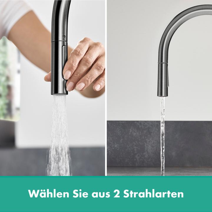 Actual product image hansgrohe Sink mixer 210 Talis M54 pull-out spray, 2 jet brushed black chrome
