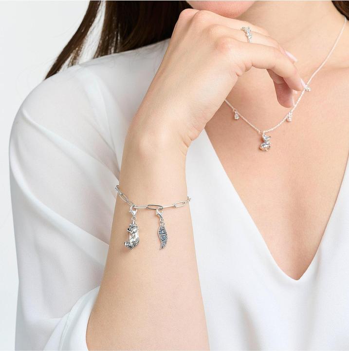 Produktbild Thomas Sabo Charm-Anhänger Phönix Feder mit Blauen Steinen Silber (925er Silber)