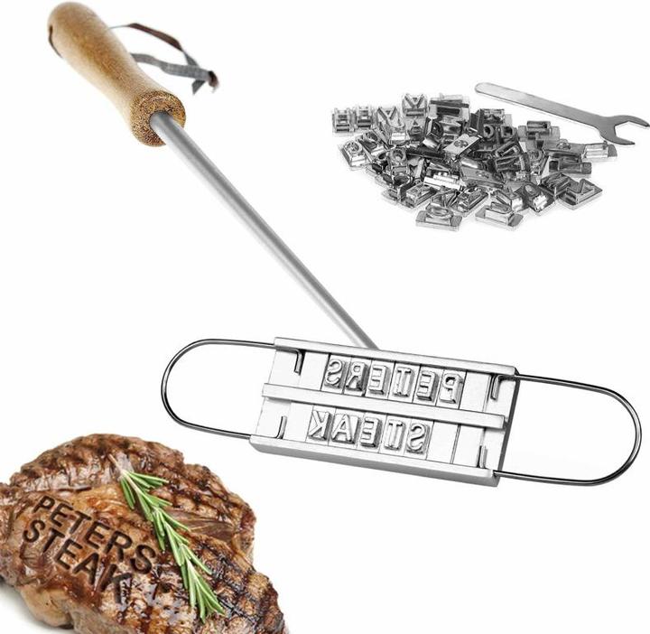 Actual product image Crazy Kitchen BBQ grill branding iron with interchangeable letters