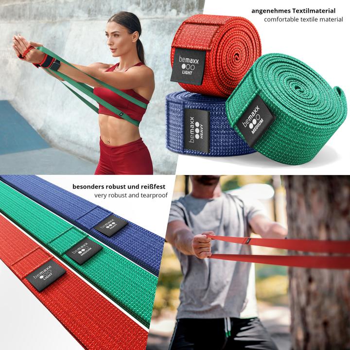 Actual product image BeMaxx Sports Pull-Up Band Textile, Set of 3 (Strong, Medium, Easy)