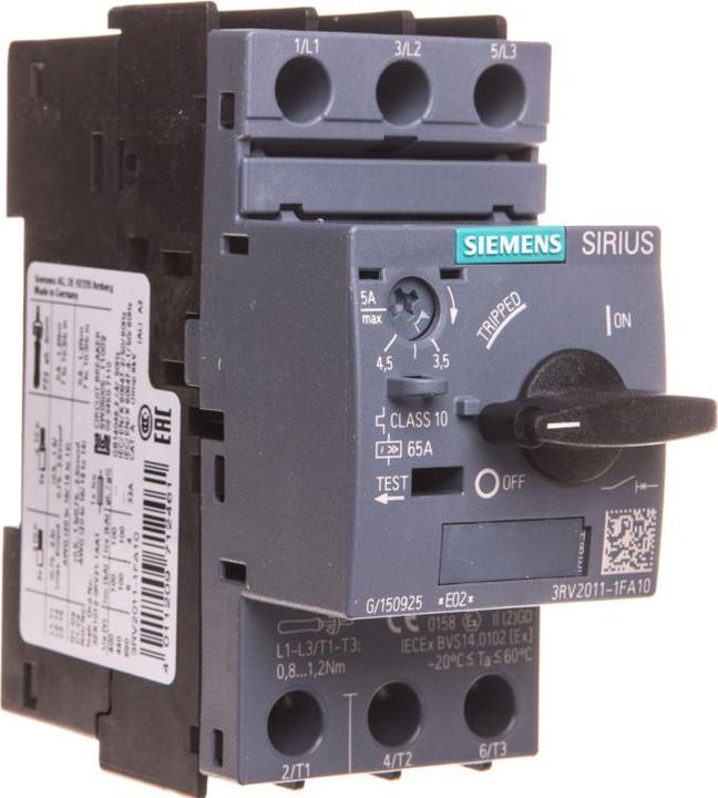 Actual product image Siemens Circuit breaker for motor protection 5A