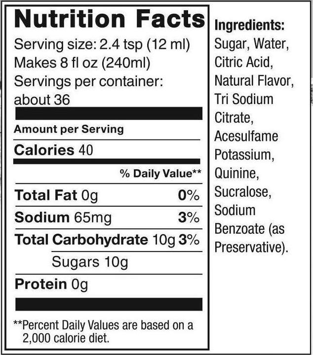 Nutritional values and ingredients SodaStream Tonic (1 x 50 cl)