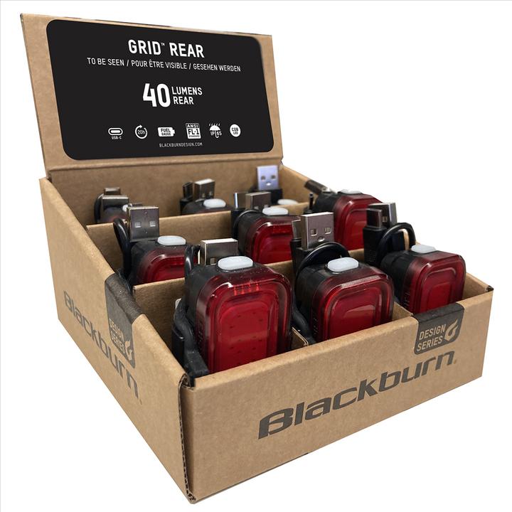 Actual product image Blackburn Grid Rear Light (9) PDQ (175 lm, 55 lm)