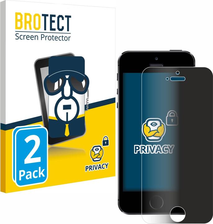 Productafbeelding BROTECT Anti-spionnetje privacyfolie Beschermfolie tegen blauw licht (2 Stuk, Apple iPhone 5s)