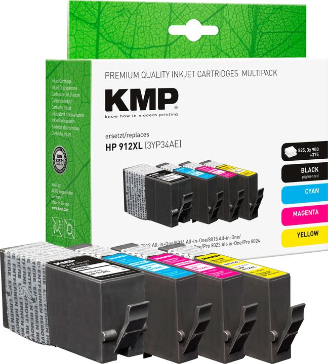 Actual product image KMP Ink replaces HP 912XL (3YP34AE) Compatible Combi Pack Black, Cyan, Magenta, Yellow H188XV 1765 (M, C, Y, FC)