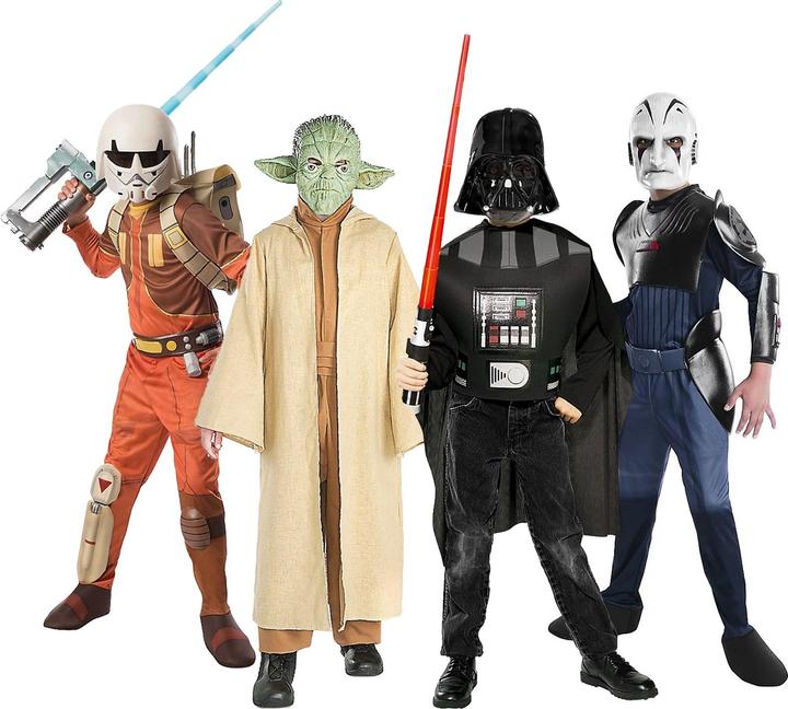 Produktbild Rubies Star Wars Kostüm Box für Kinder mit 4 Kostümen inkl. Lichtschwert (110, 116)