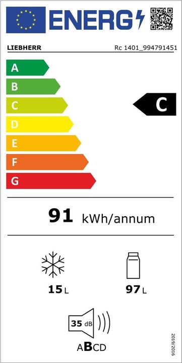 Etichetta energetica Liebherr Rc 1401 (97 l)