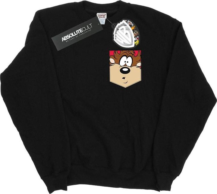 Actual product image Looney Tunes Mens Tasmanian Devil Face Faux Pocket Sweatshirt (XXL)