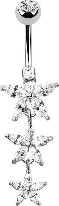 Immagine prodotto Star Piercing Banana in argento con ciondolo a tre fiori di cristallo (Ottone, Acciaio chirurgico 316L)