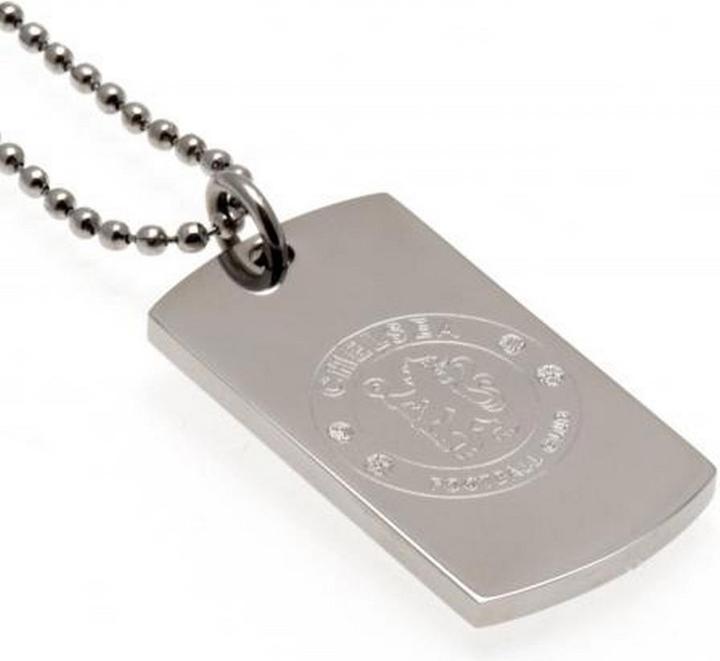 Immagine prodotto Chelsea FC Targhetta per cani incisa e catena in argento sterling (100% argento sterling)