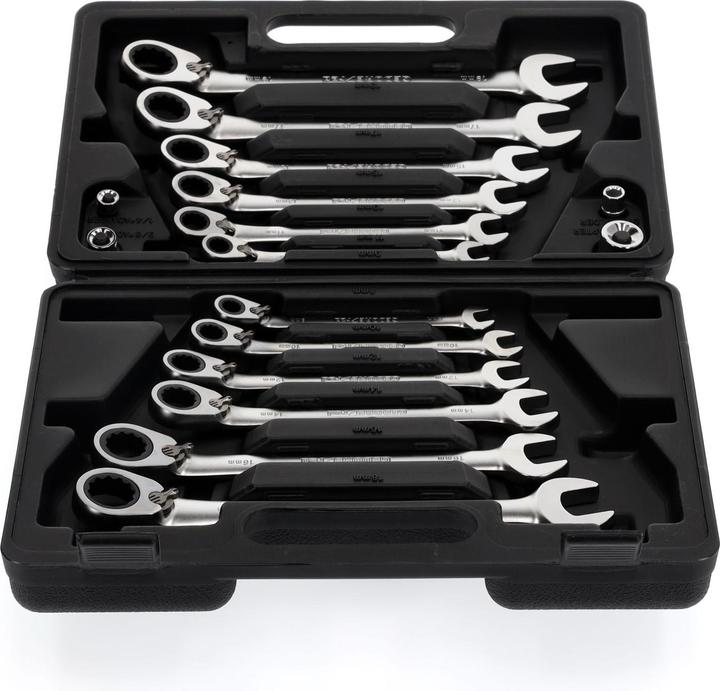 Actual product image Gedore red R07203016 Combination ratchet open-end spanner set SW8-19 mm 16 pieces (19 mm, 8 mm, 10 mm, 14 mm, 18 mm, 11 mm, 12 mm, 17 mm, 15 mm, 13 mm, 9 mm, 16 mm)