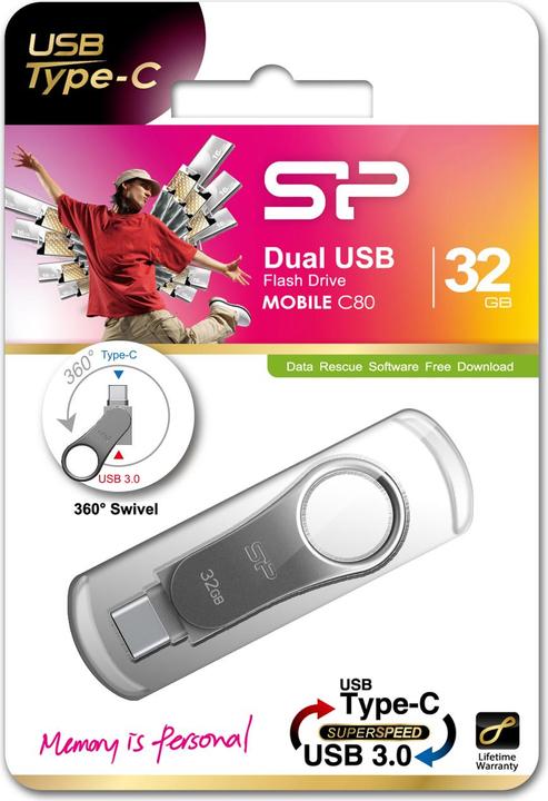 Actual product image Silicon Power Mobile C80 (32 GB, USB 3.0, USB-A)